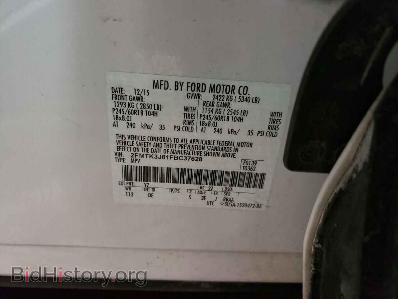 2015 FORD EDGE - VIN: 2FMTK3J81FBC37628 - Photo 10
