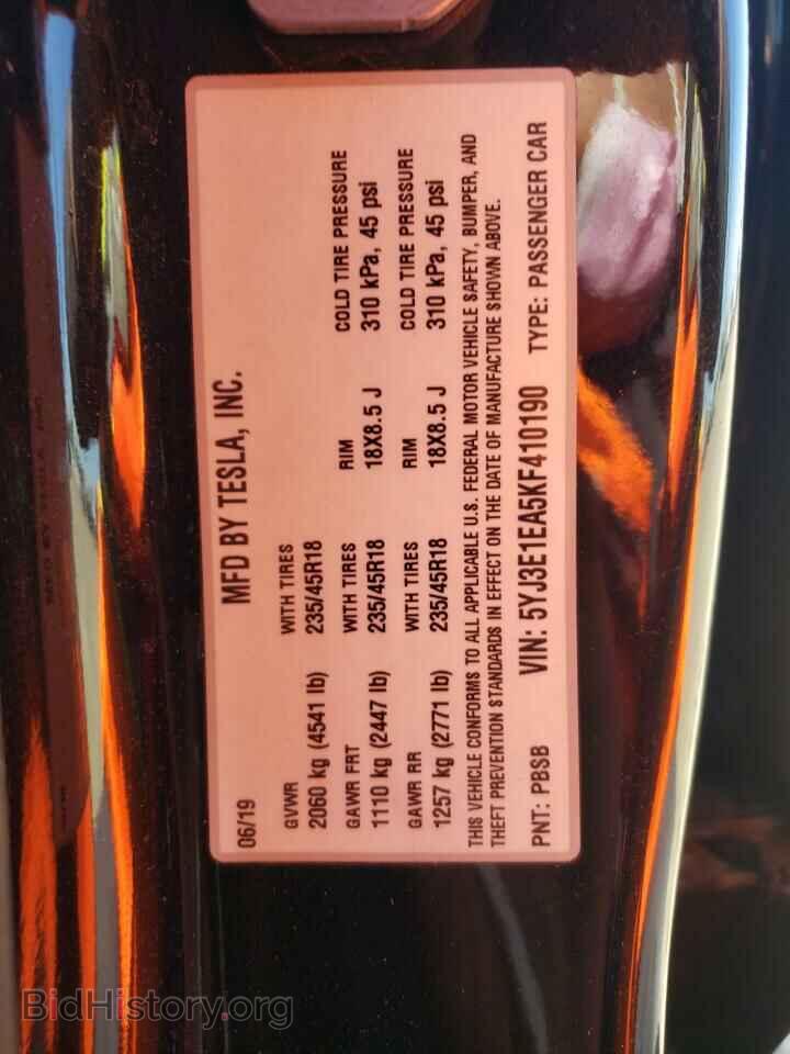 2019 TESLA MODEL 3 - VIN: 5YJ3E1EA5KF410190 - Фото 10