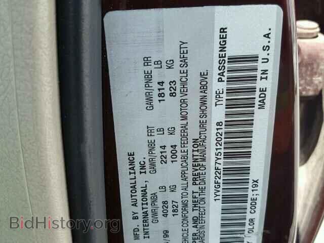 2000 MAZDA 626 - VIN: 1YVGF22F7Y5120218 - Фото 10