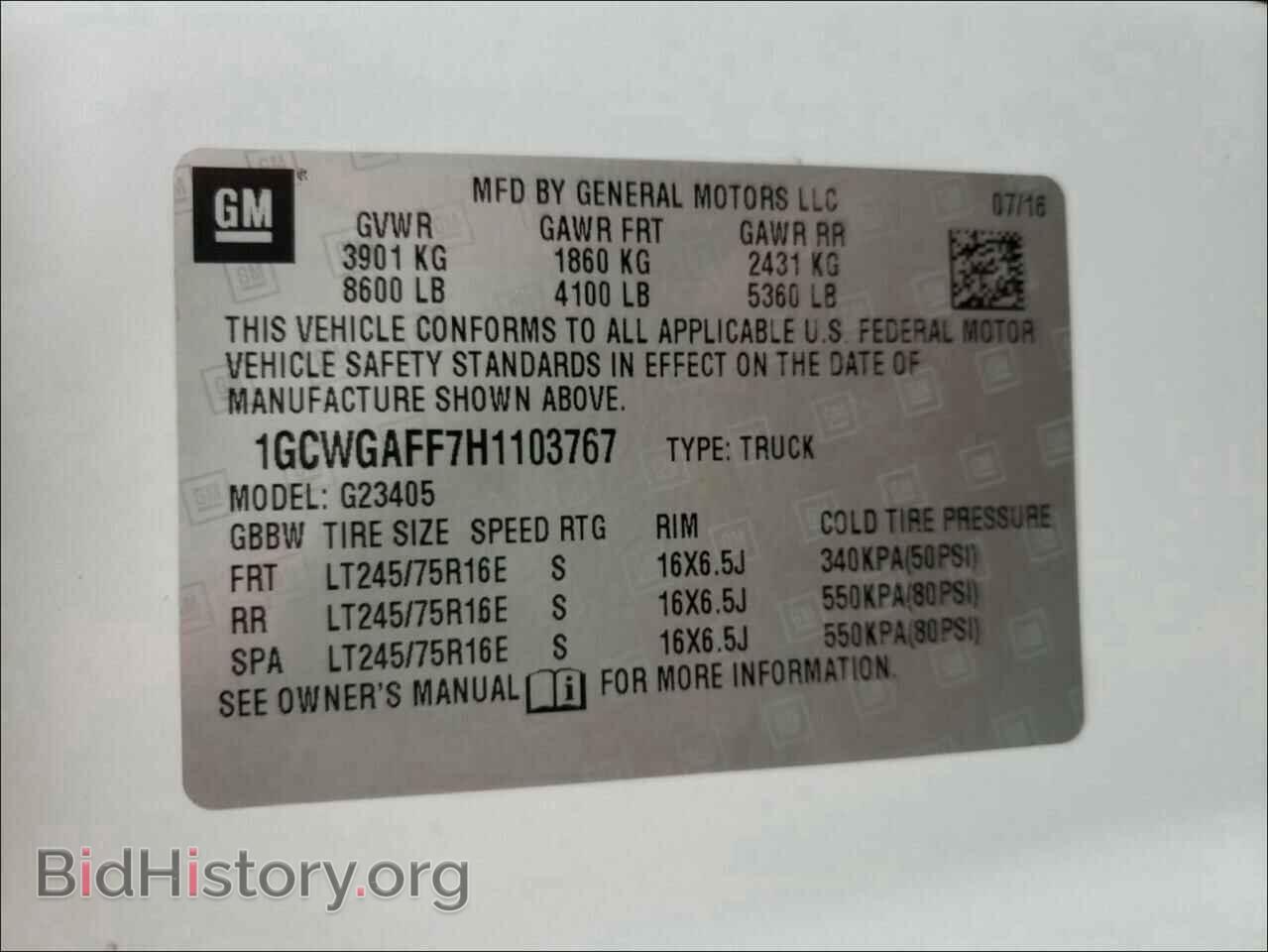 2017 CHEVROLET EXPRESS - VIN: 1GCWGAFF7H1103767 - Фото 10