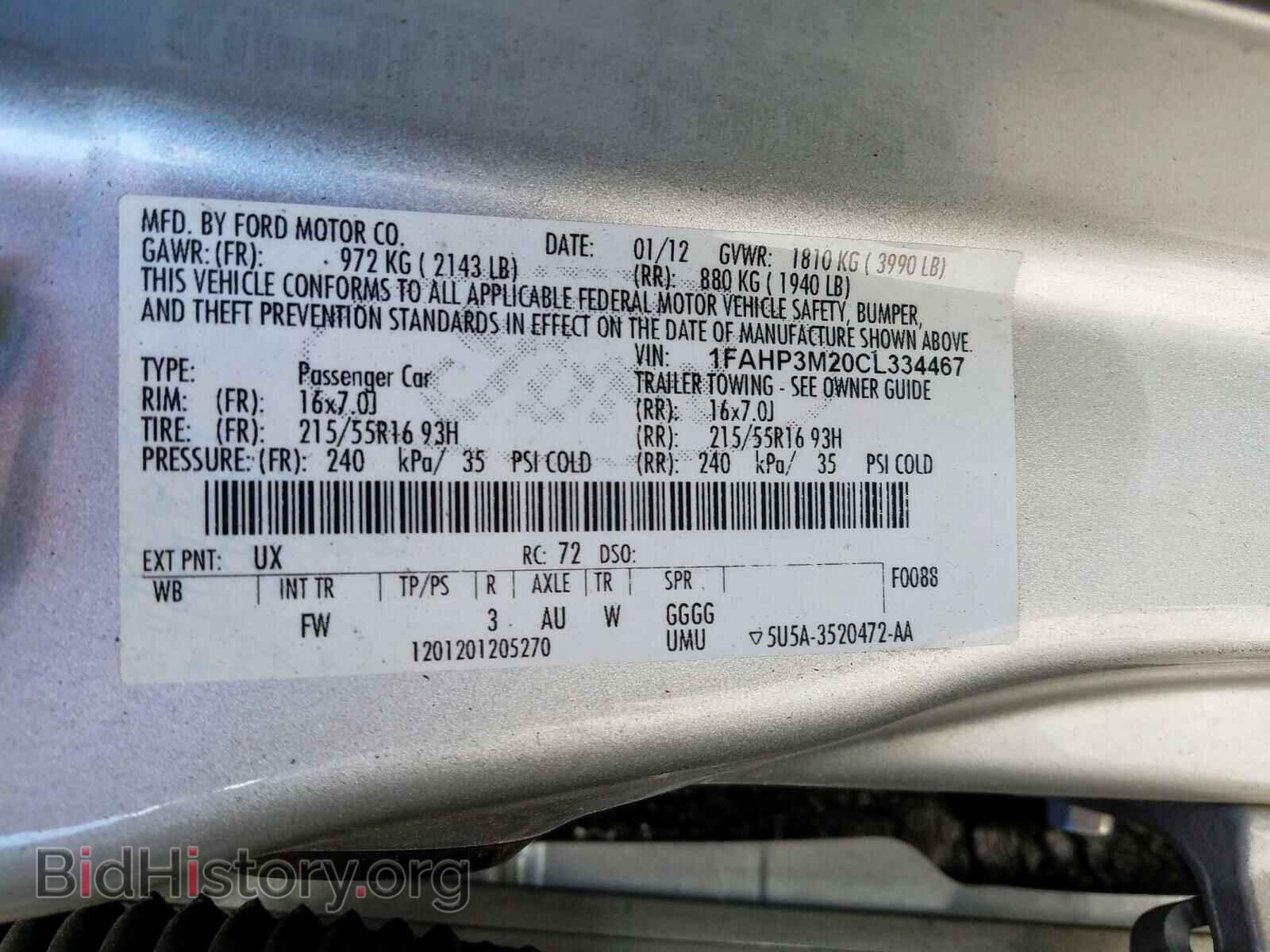 2012 FORD FOCUS - VIN: 1FAHP3M20CL334467 - Фото 10