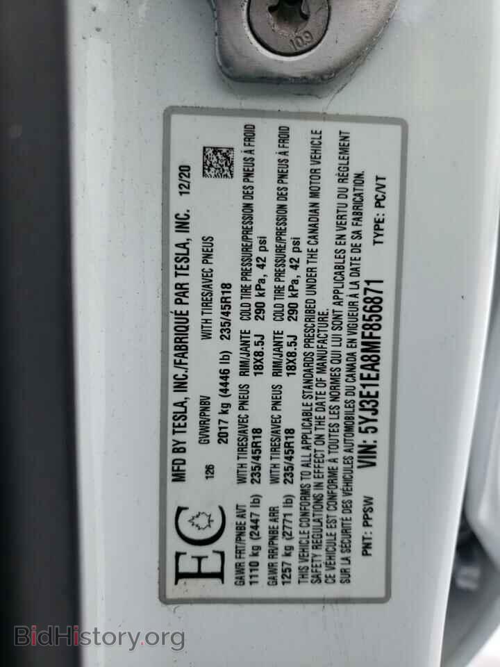 2021 TESLA MODEL 3 - VIN: 5YJ3E1EA8MF856871 - Photo 10