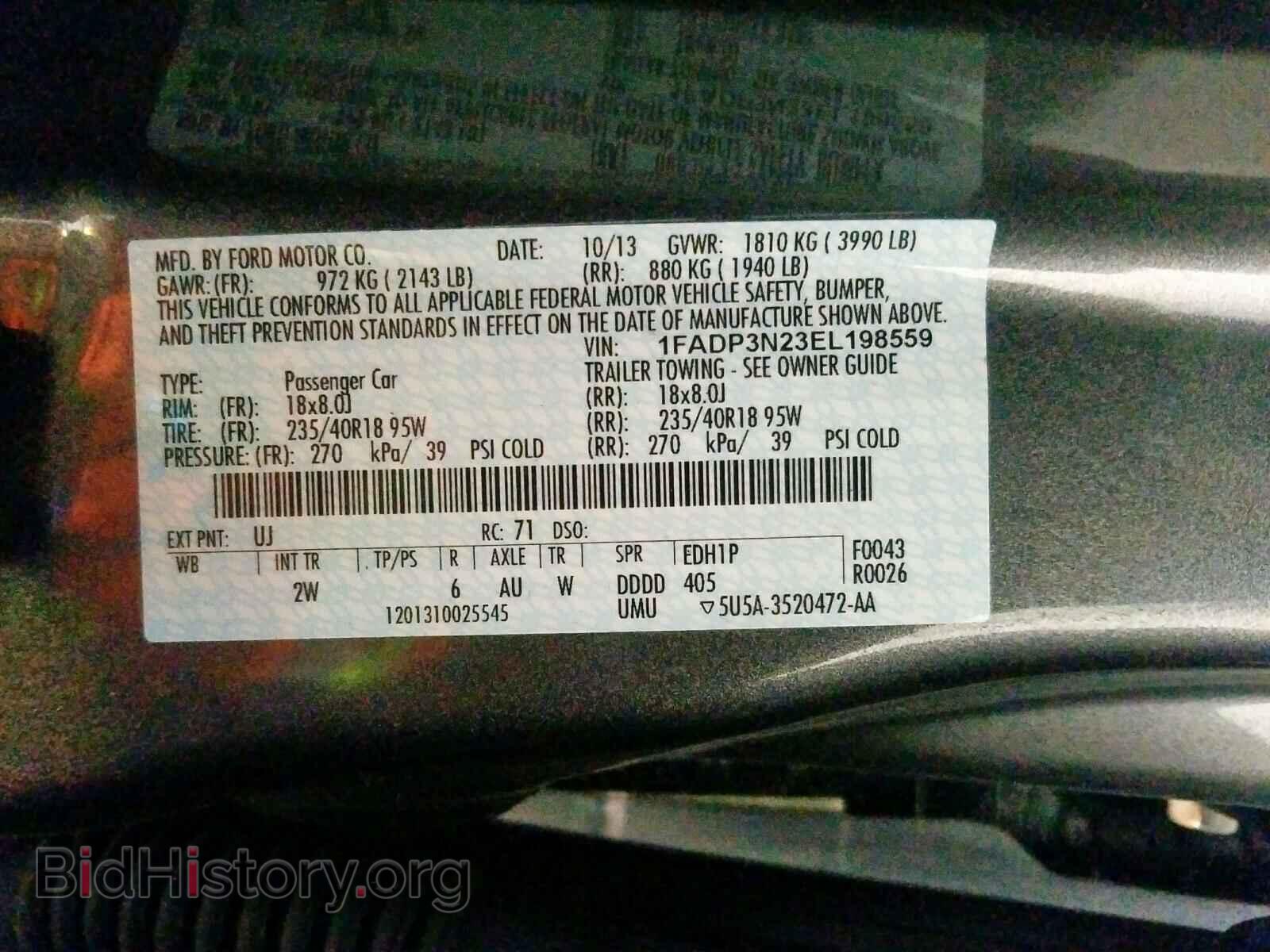 2014 FORD FOCUS - VIN: 1FADP3N23EL198559 - Фото 10