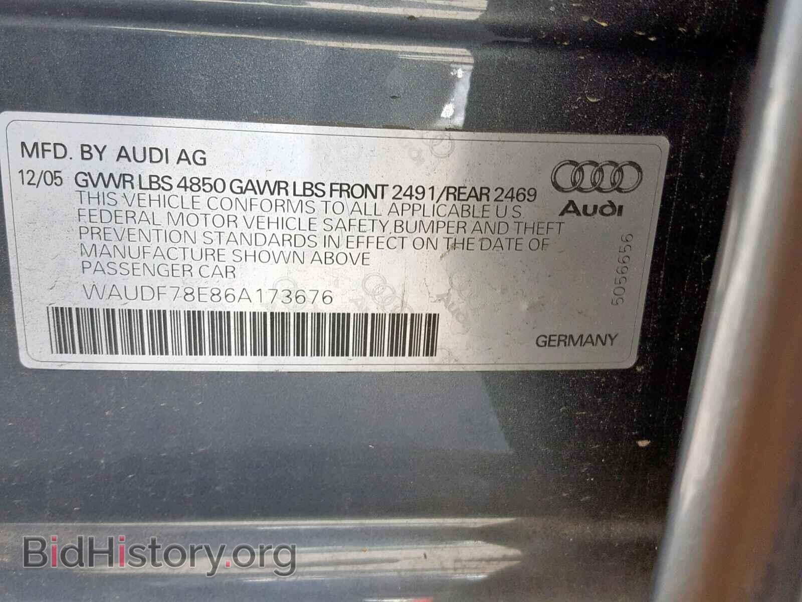 2006 AUDI A4 - VIN: WAUDF78E86A173676 - Photo 10