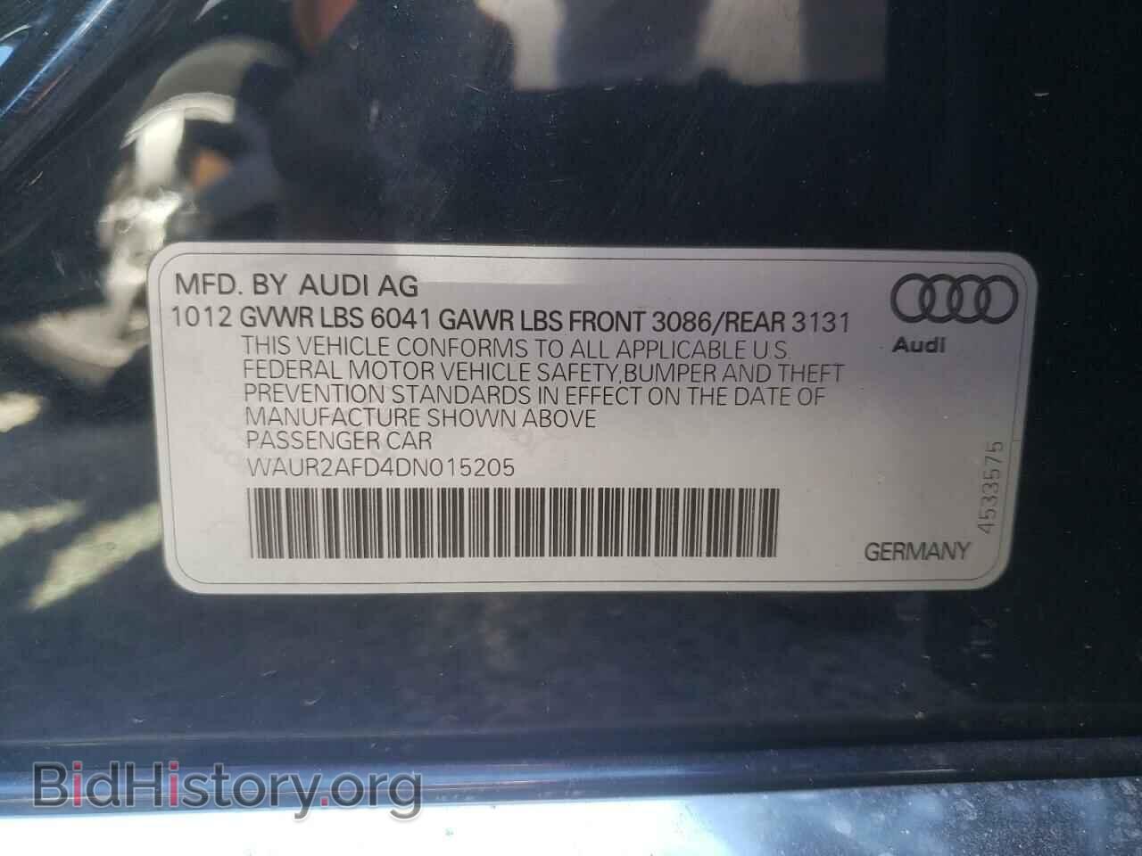 2013 AUDI A8 - VIN: WAUR2AFD4DN015205 - Фото 10