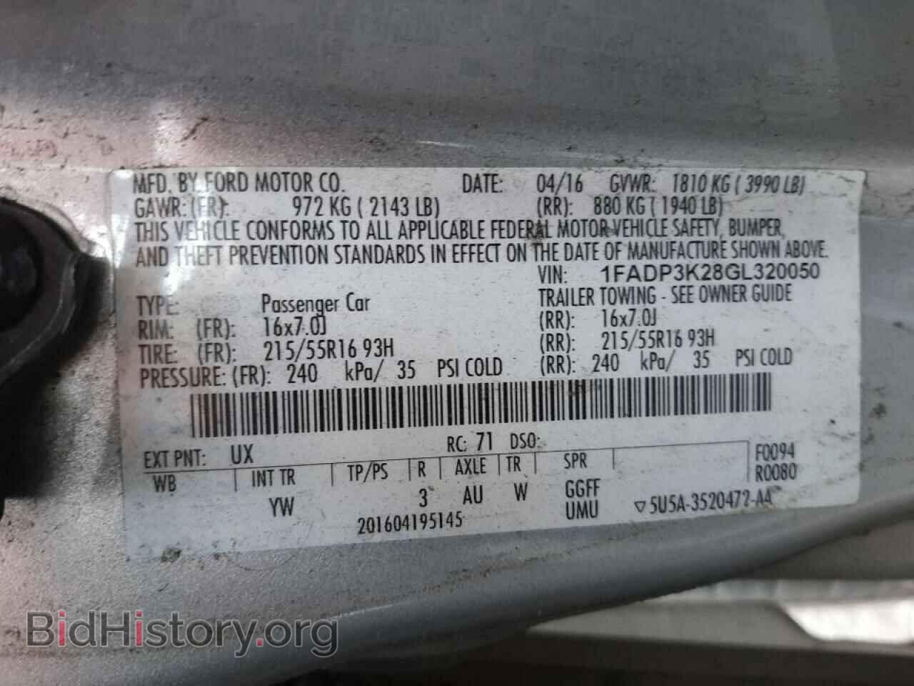 2016 FORD FOCUS - VIN: 1FADP3K28GL320050 - Фото 10