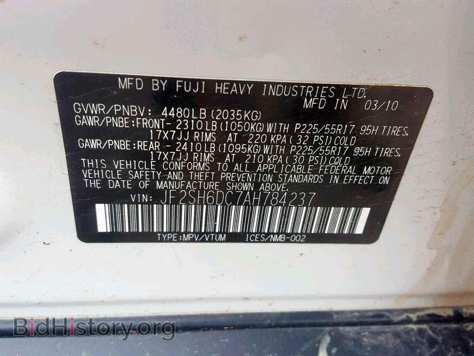 2010 SUBARU FORESTER - VIN: JF2SH6DC7AH784237 - Photo 10