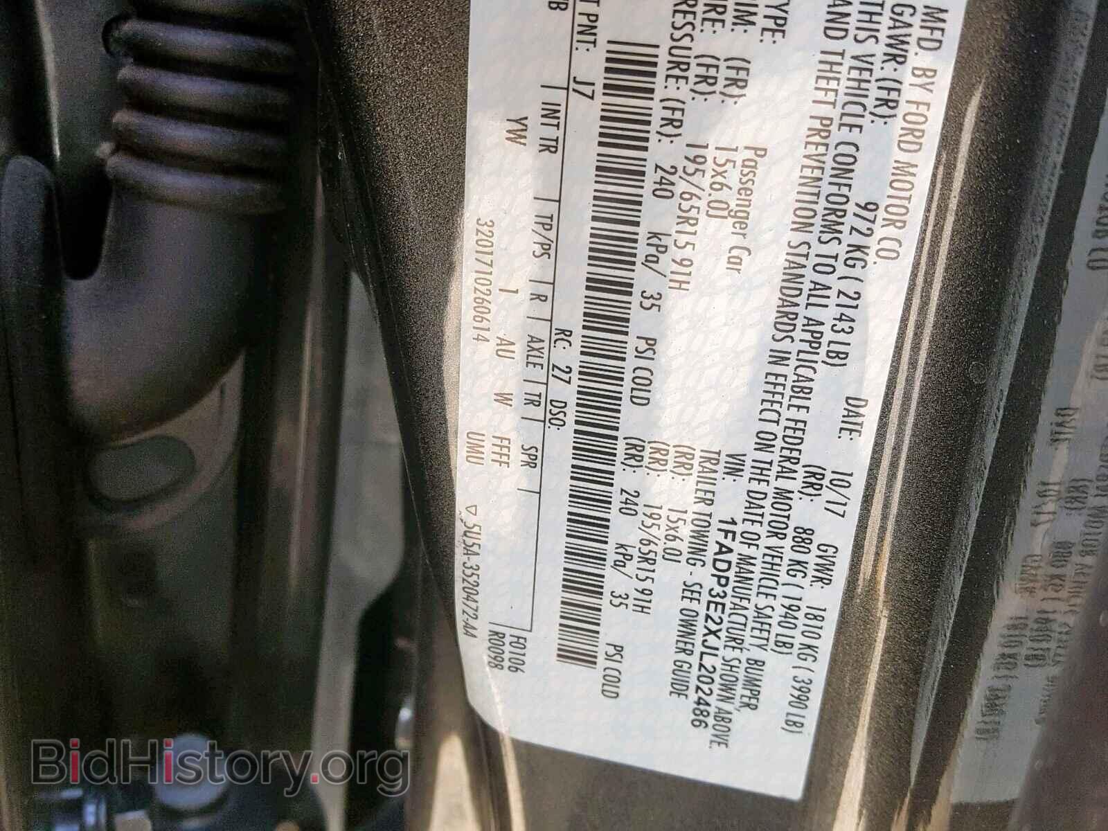 2018 FORD FOCUS - VIN: 1FADP3E2XJL202486 - Фото 10