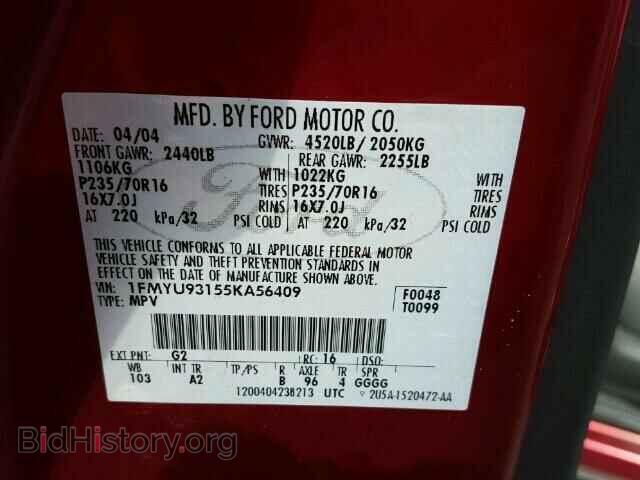 2005 FORD ESCAPE - VIN: 1FMYU93155KA56409 - Фото 10