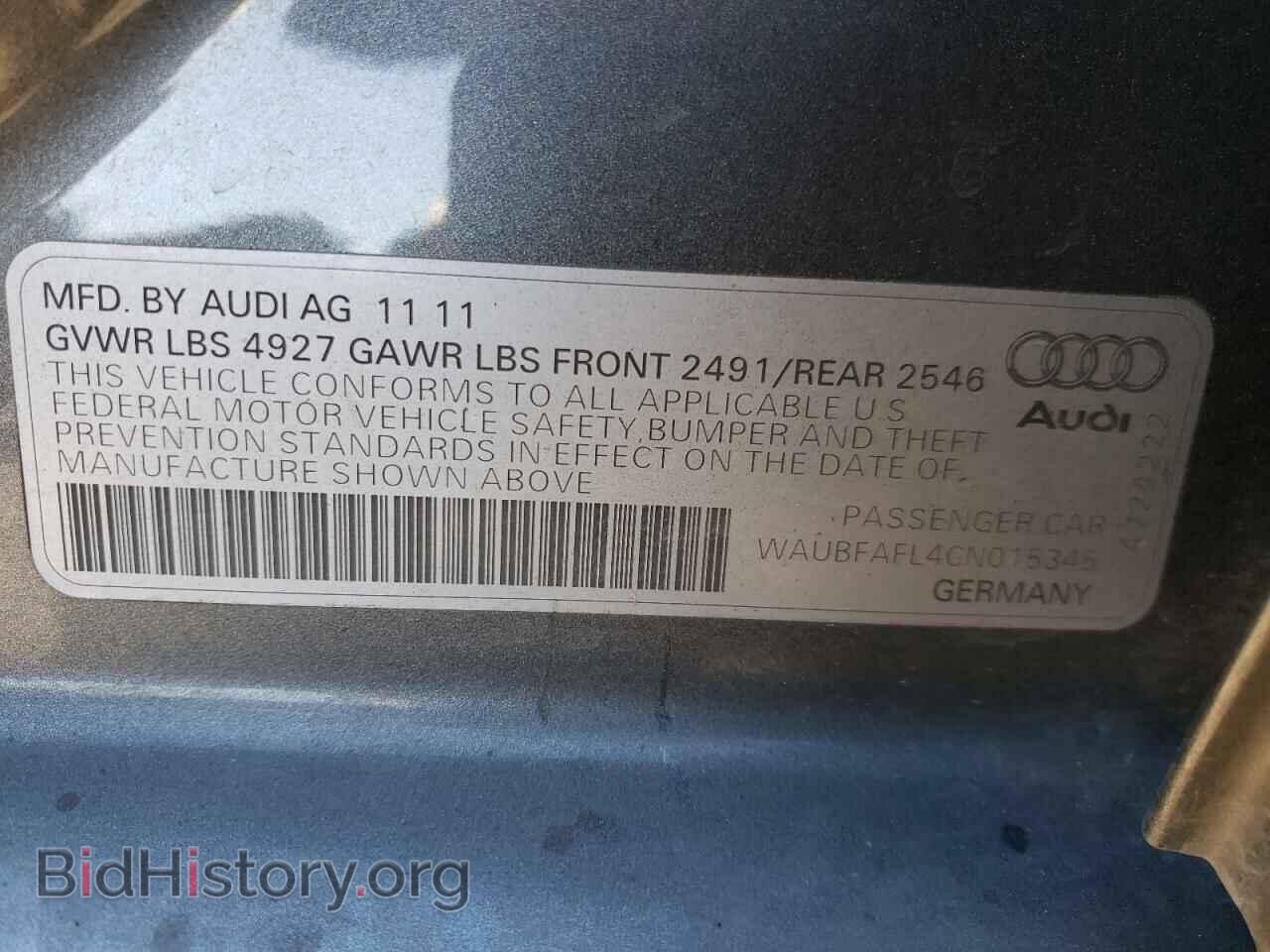 2012 AUDI A4 - VIN: WAUBFAFL4CN015345 - Фото 10