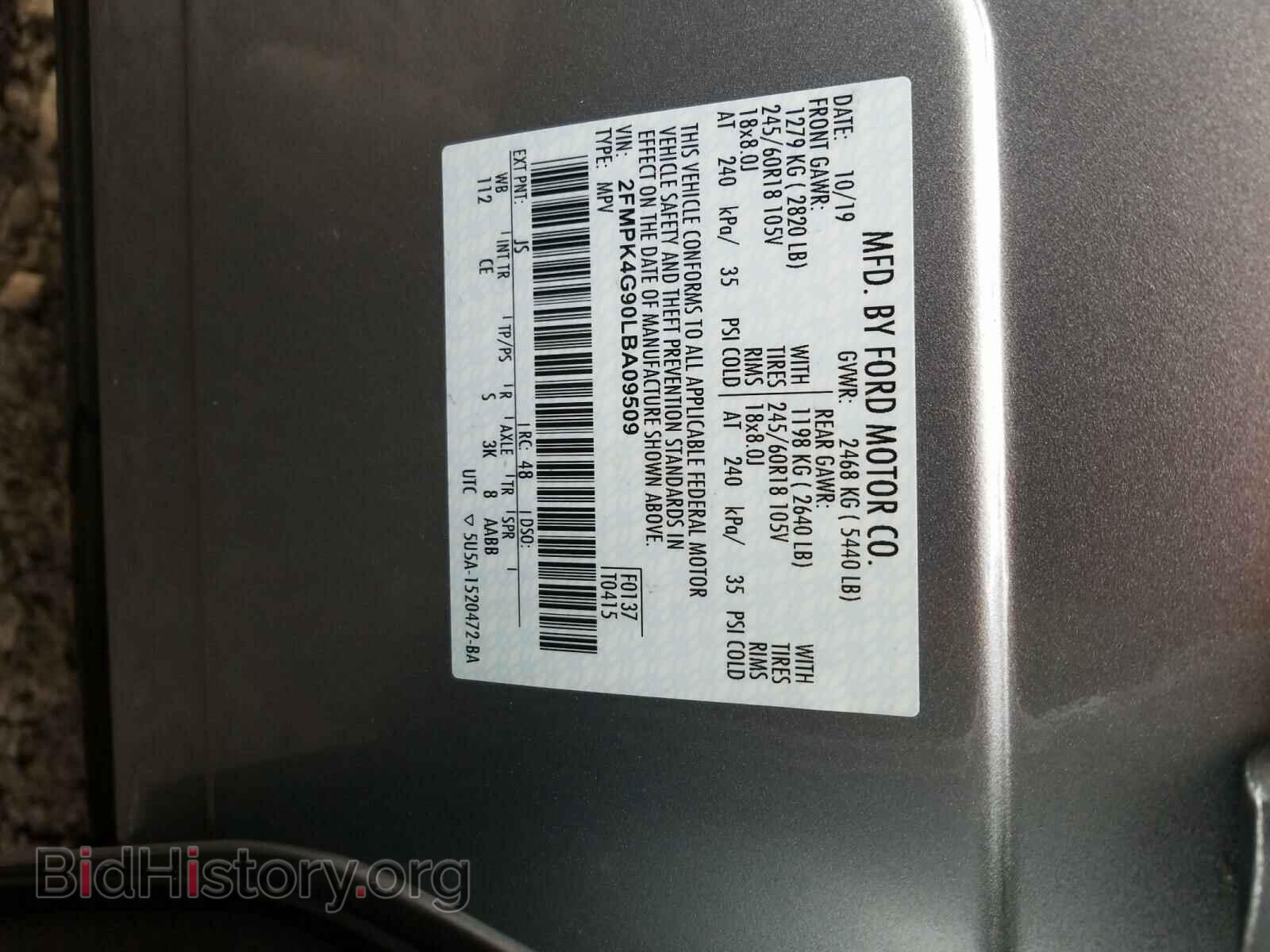 2020 FORD EDGE - VIN: 2FMPK4G90LBA09509 - Photo 10