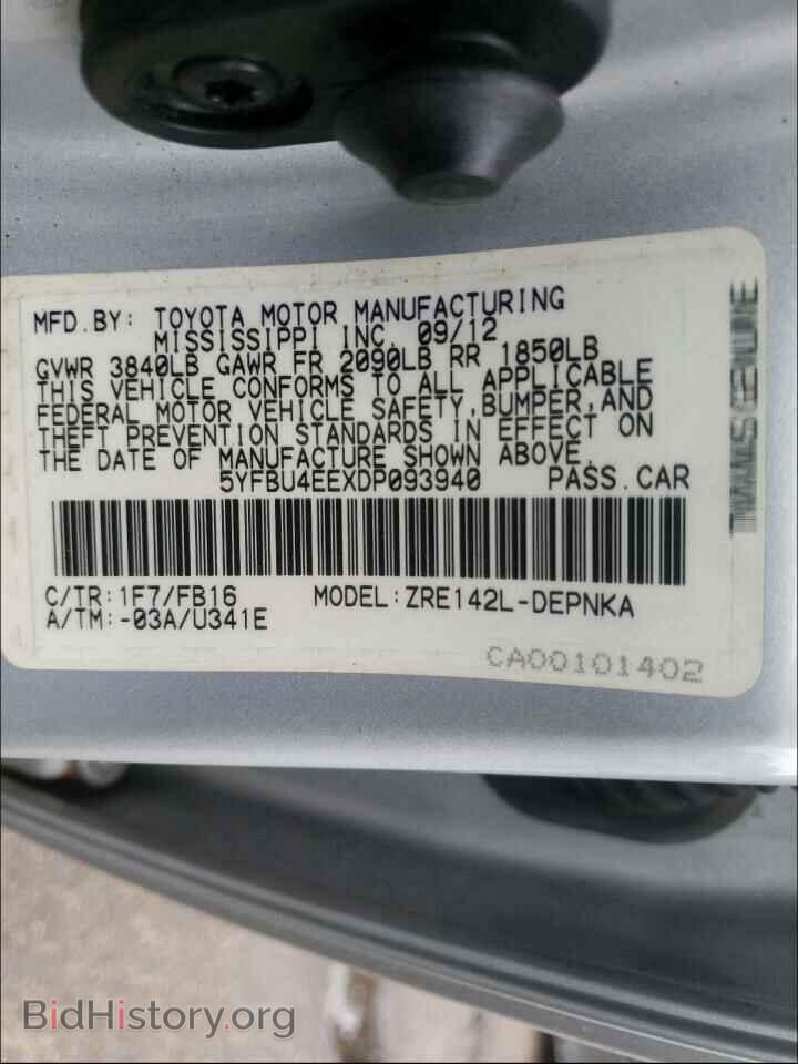 2013 TOYOTA COROLLA - VIN: 5YFBU4EEXDP093940 - Фото 10