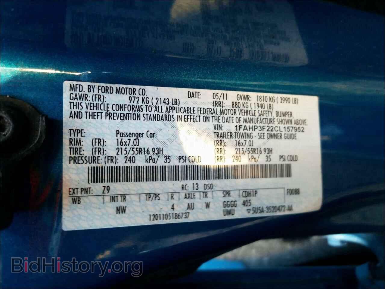 2012 FORD FOCUS - VIN: 1FAHP3F22CL157952 - Фото 10