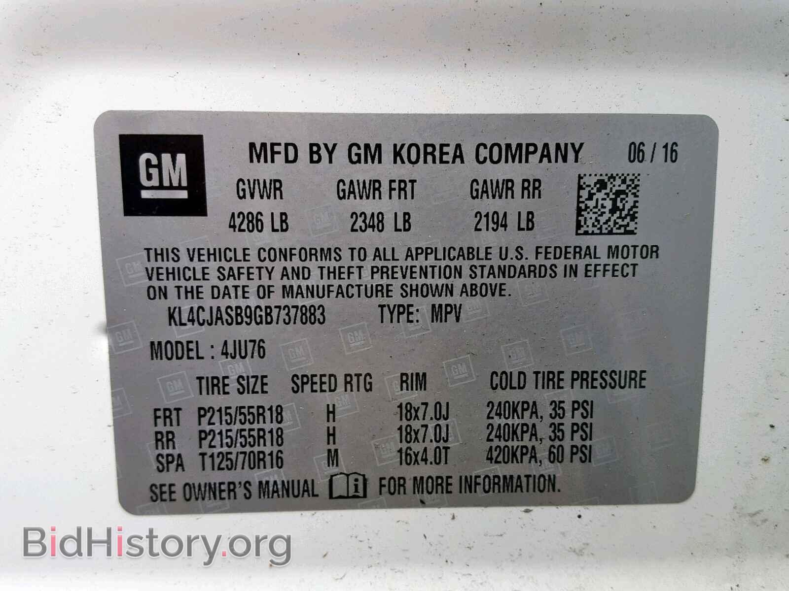 2016 BUICK ENCORE - VIN: KL4CJASB9GB737883 - Фото 10