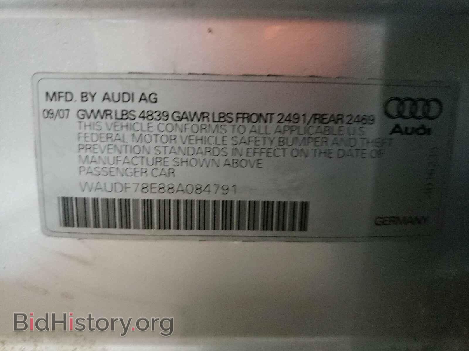 2008 AUDI A4 - VIN: WAUDF78E88A084791 - Фото 10