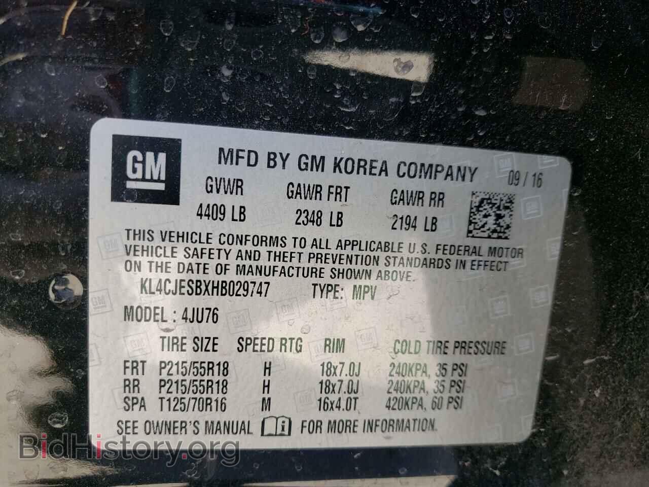 2017 BUICK ENCORE - VIN: KL4CJESBXHB029747 - Фото 10