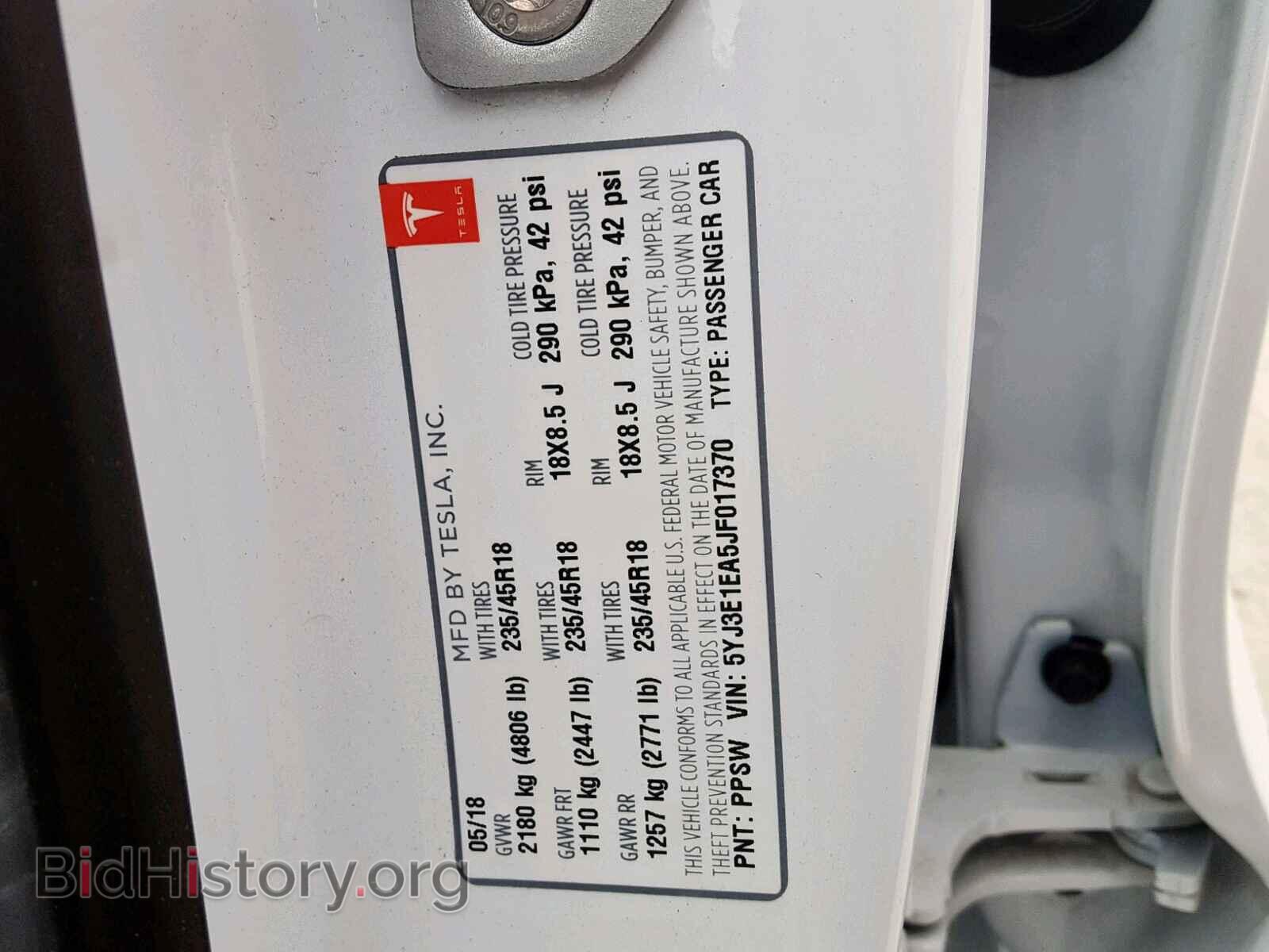 2018 TESLA MODEL 3 - VIN: 5YJ3E1EA5JF017370 - Photo 10