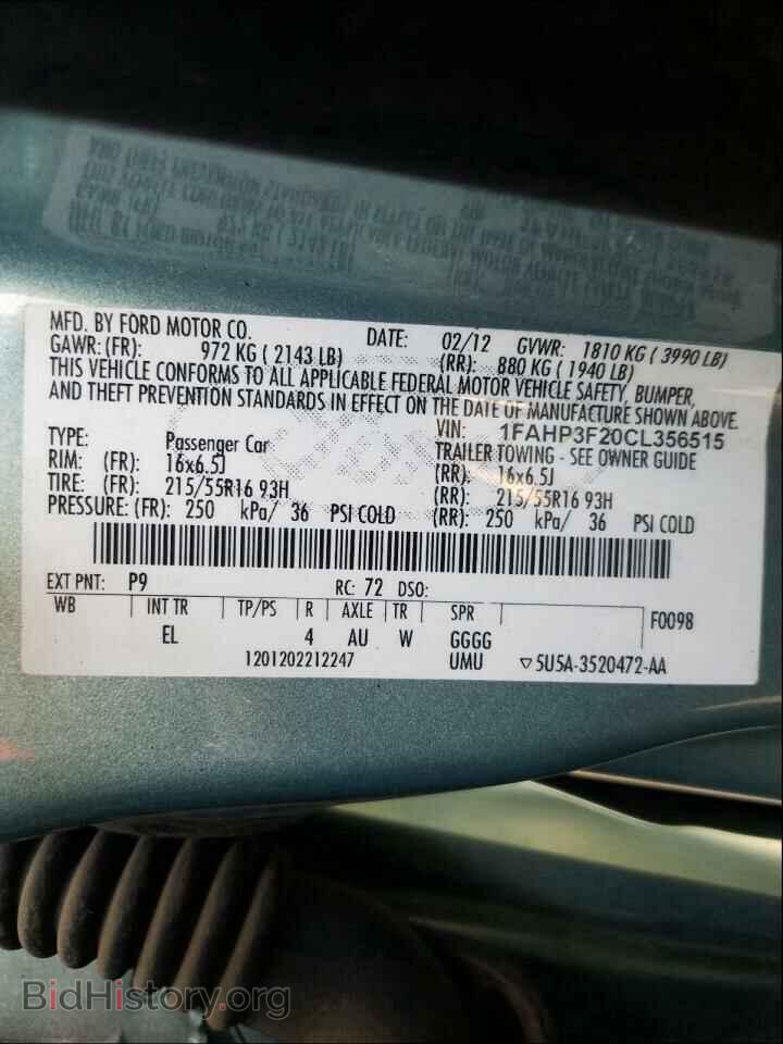 2012 FORD FOCUS - VIN: 1FAHP3F20CL356515 - Фото 10