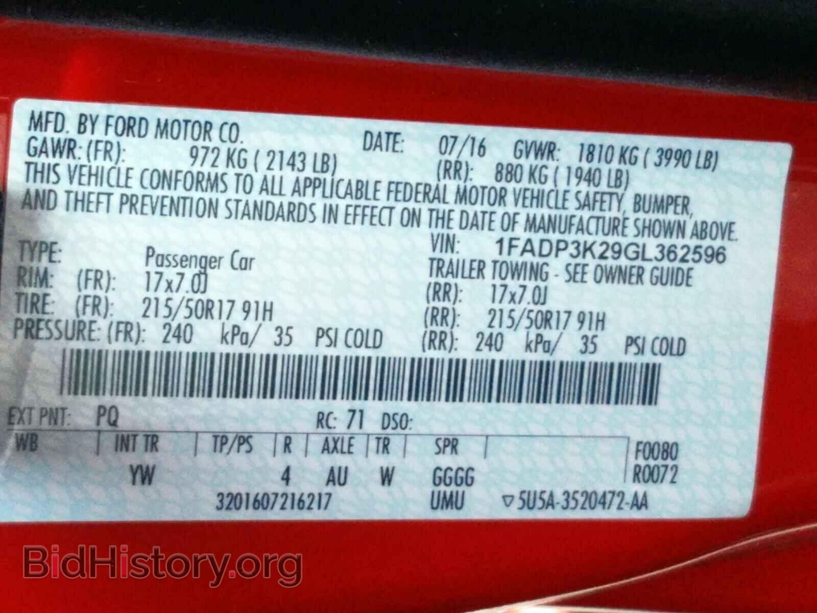 2016 FORD FOCUS - VIN: 1FADP3K29GL362596 - Фото 10