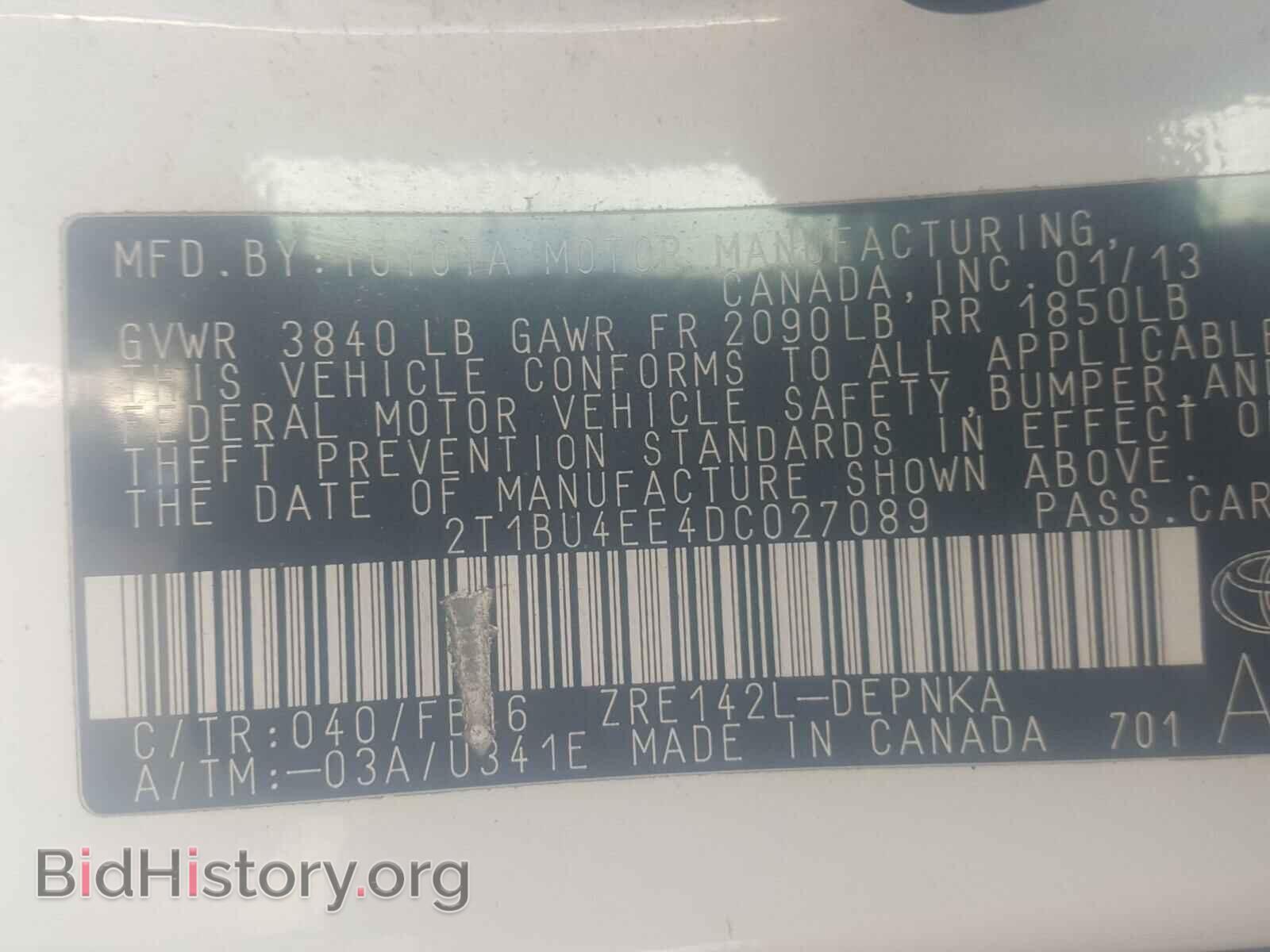 2013 TOYOTA COROLLA - VIN: 2T1BU4EE4DC027089 - Фото 10