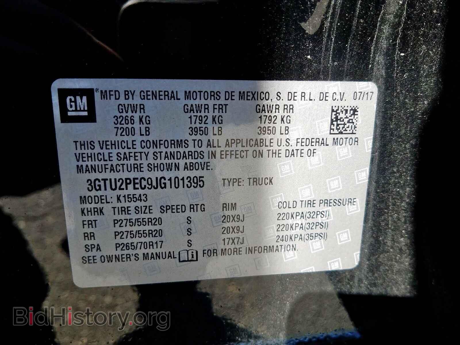 2018 GMC SIERRA - VIN: 3GTU2PEC9JG101395 - Фото 10