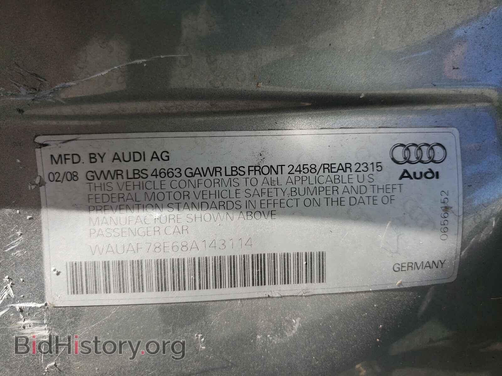 2008 AUDI A4 - VIN: WAUAF78E68A143114 - Фото 10