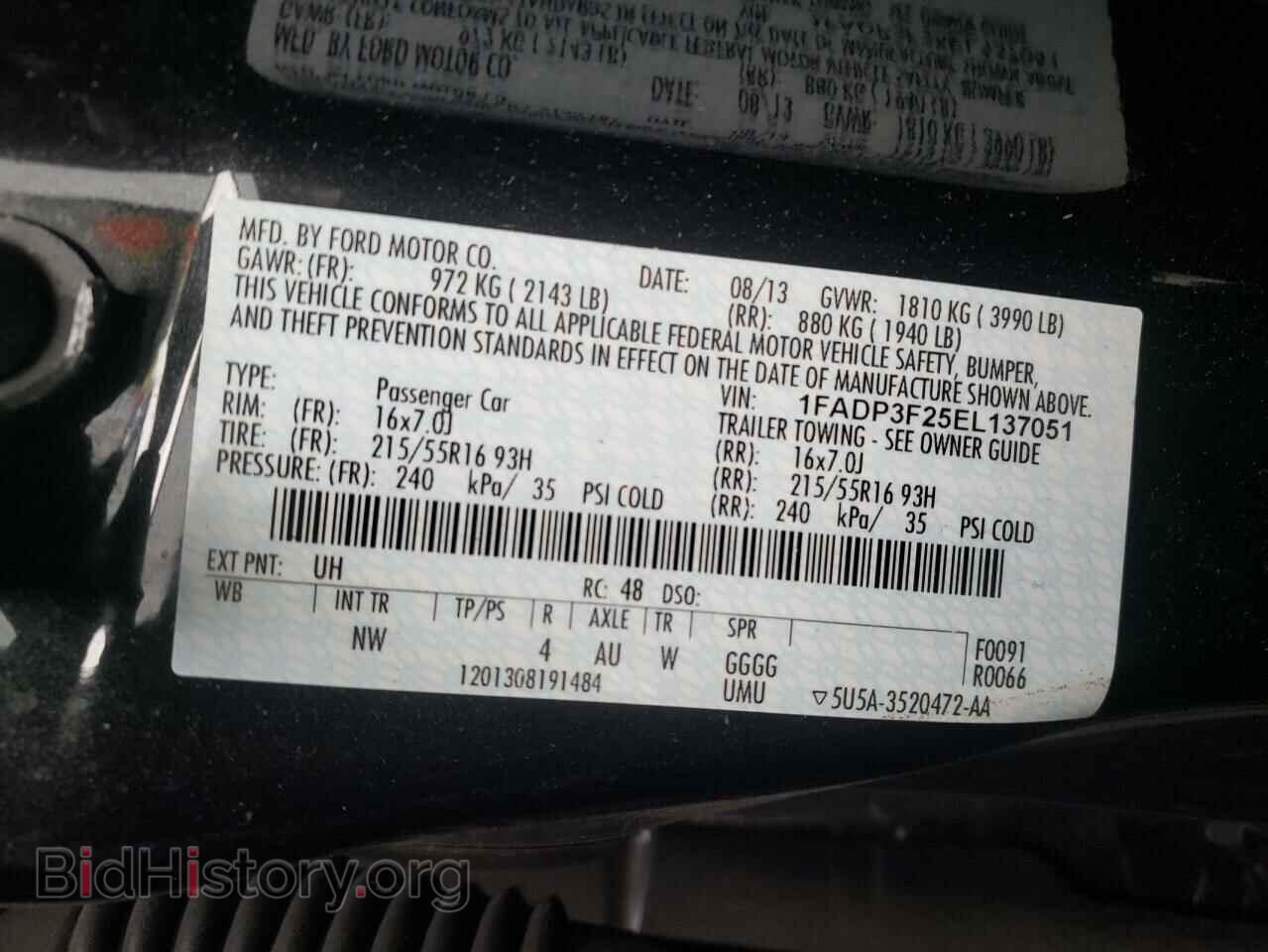 2014 FORD FOCUS - VIN: 1FADP3F25EL137051 - Фото 10