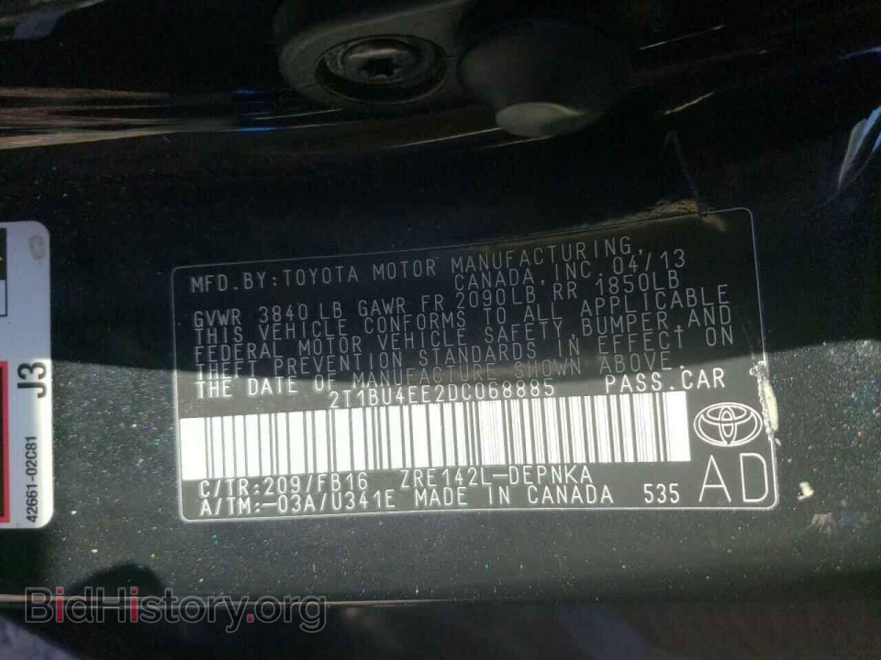 2013 TOYOTA COROLLA - VIN: 2T1BU4EE2DC068885 - Фото 10