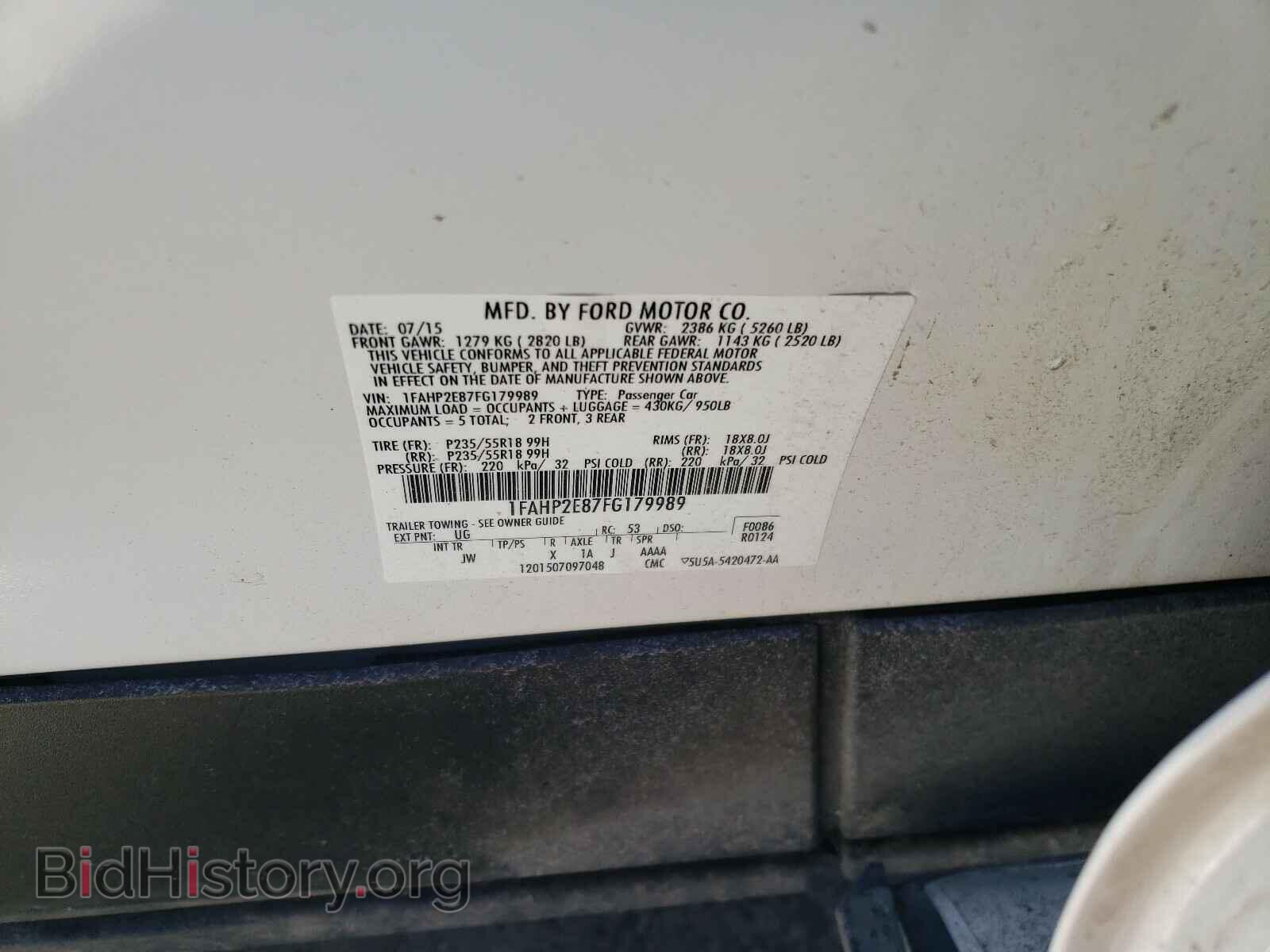 2015 FORD TAURUS - VIN: 1FAHP2E87FG179989 - Фото 10