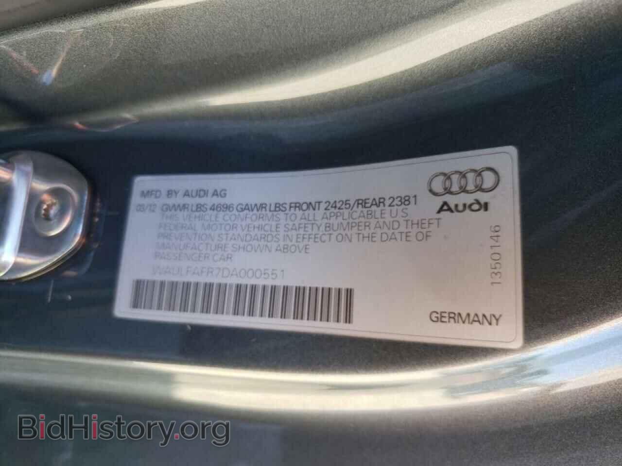 2013 AUDI A5 - VIN: WAULFAFR7DA000551 - Фото 10