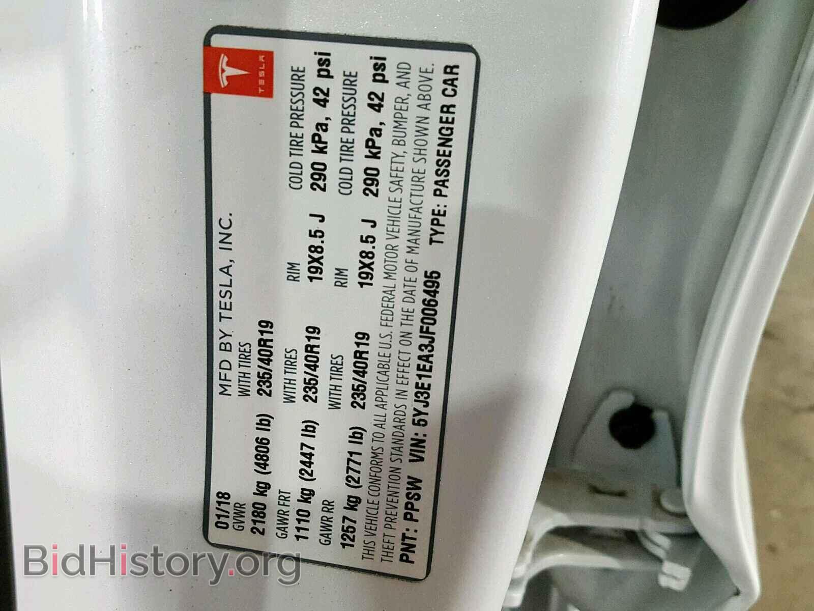 2018 TESLA MODEL 3 - VIN: 5YJ3E1EA3JF006495 - Photo 10