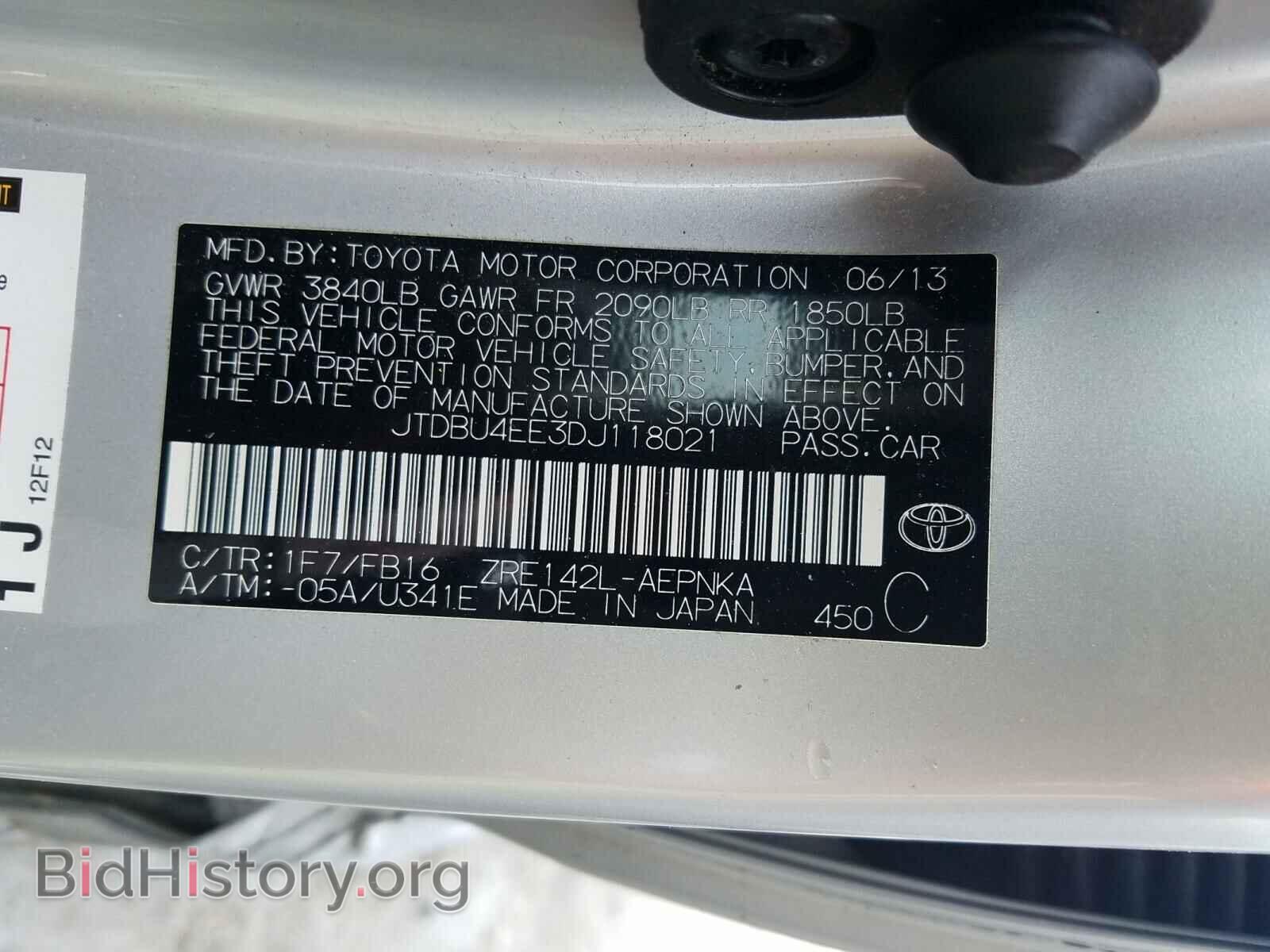 2013 TOYOTA COROLLA - VIN: JTDBU4EE3DJ118021 - Фото 10