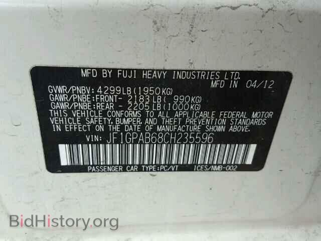 2012 SUBARU IMPREZA - VIN: JF1GPAB68CH235596 - Фото 10