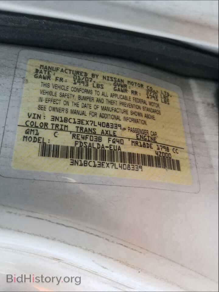 2007 NISSAN VERSA - VIN: 3N1BC13EX7L408339 - Фото 10