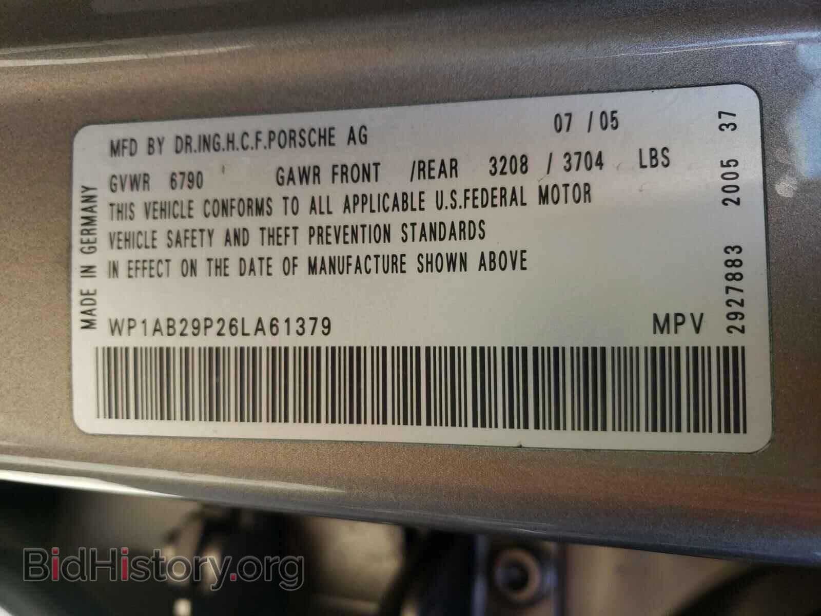 2006 PORSCHE CAYENNE - VIN: WP1AB29P26LA61379 - Фото 10