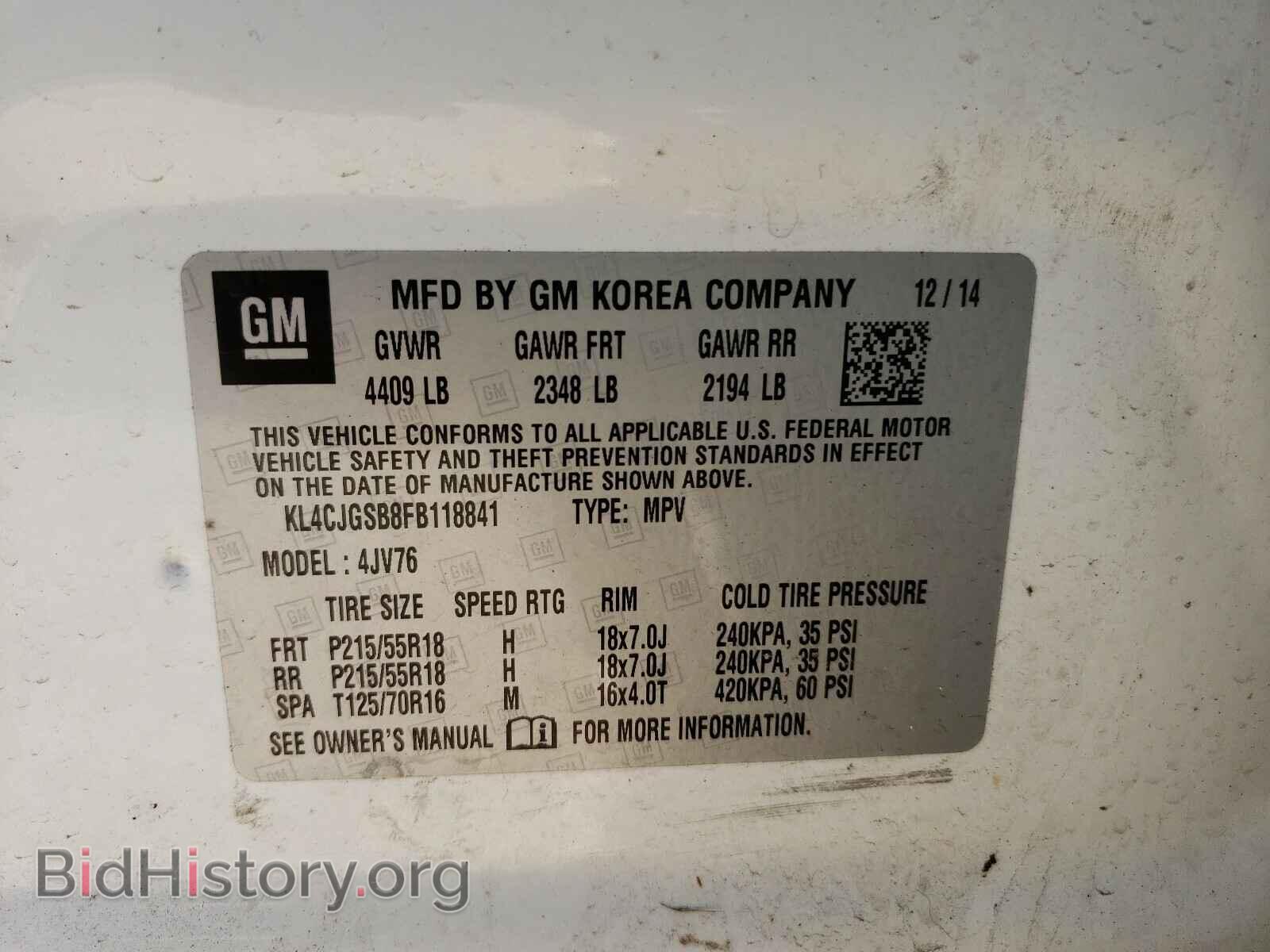 2015 BUICK ENCORE - VIN: KL4CJGSB8FB118841 - Photo 10