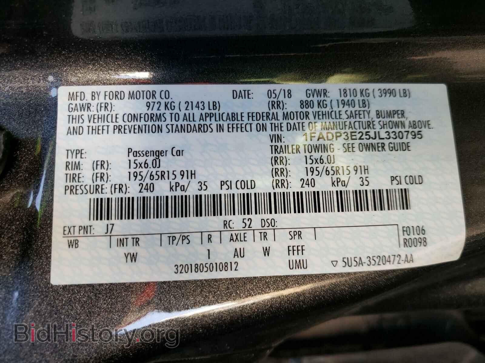 2018 FORD FOCUS - VIN: 1FADP3E25JL330795 - Фото 10