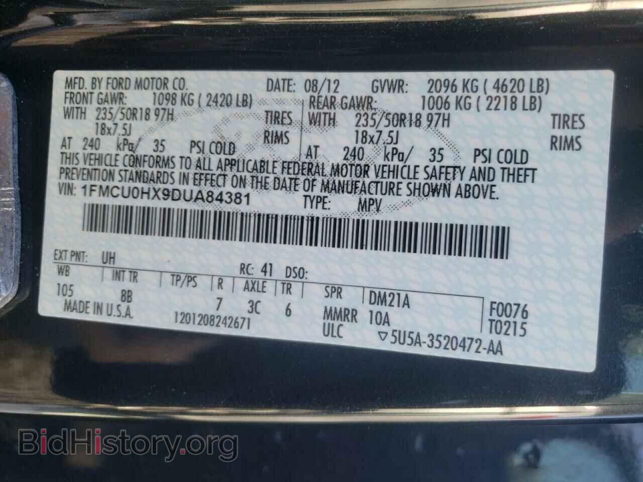 2013 FORD ESCAPE - VIN: 1FMCU0HX9DUA84381 - Фото 10