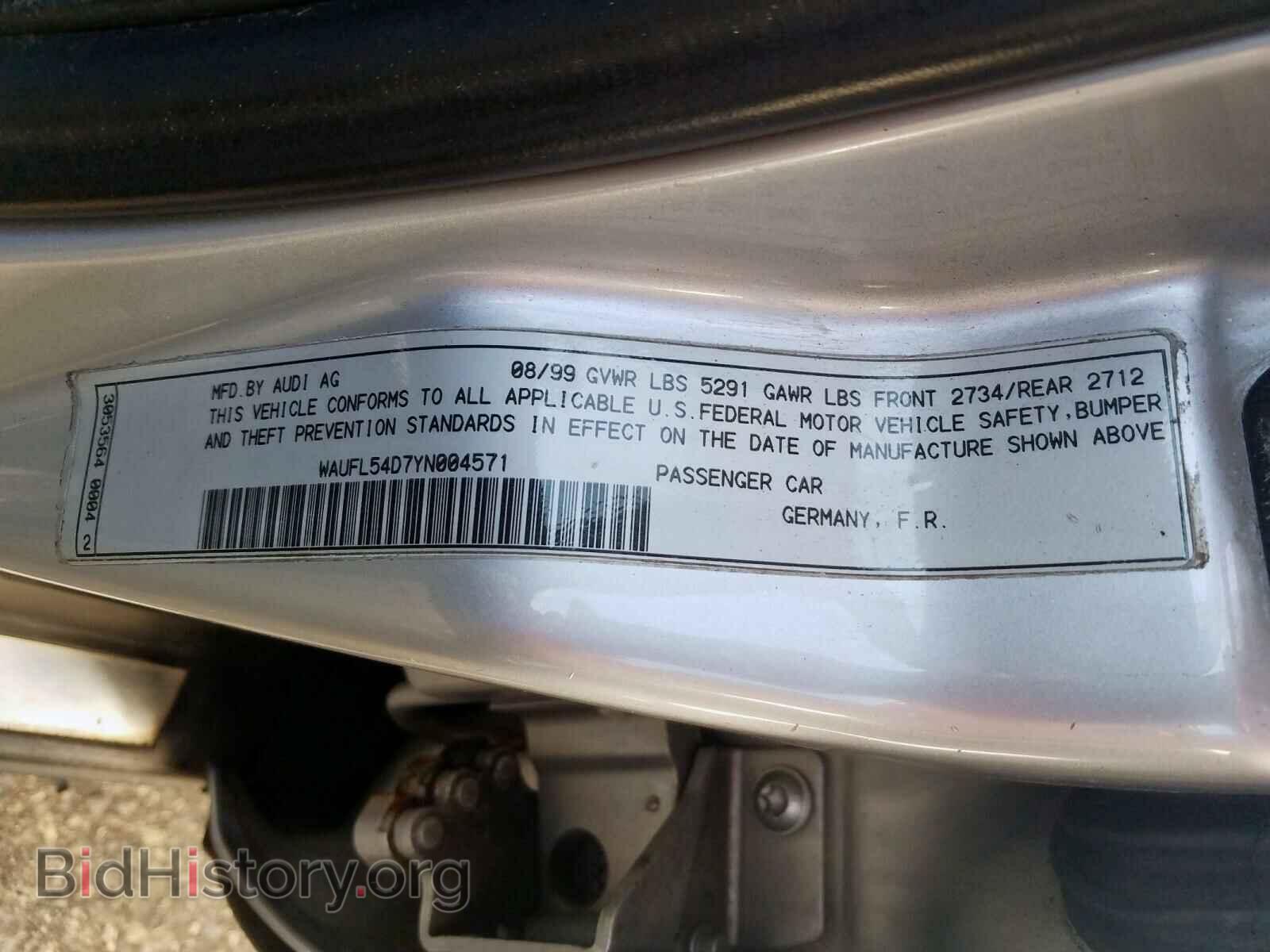 2000 AUDI A8 - VIN: WAUFL54D7YN004571 - Фото 10