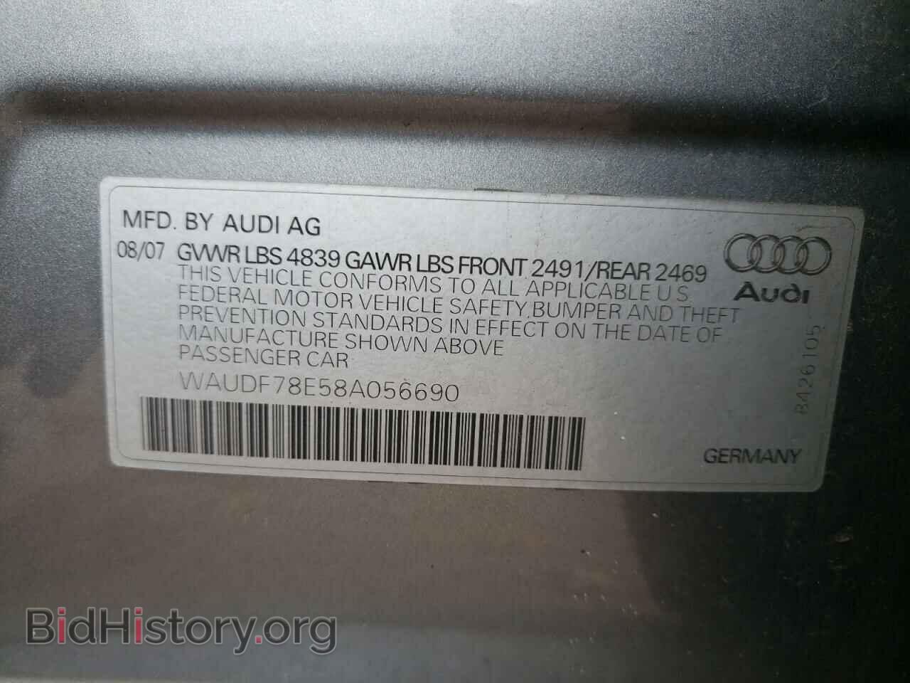 2008 AUDI A4 - VIN: WAUDF78E58A056690 - Фото 10