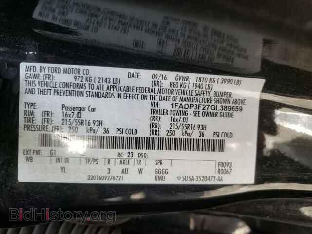 2016 FORD FOCUS - VIN: 1FADP3F27GL389659 - Фото 10