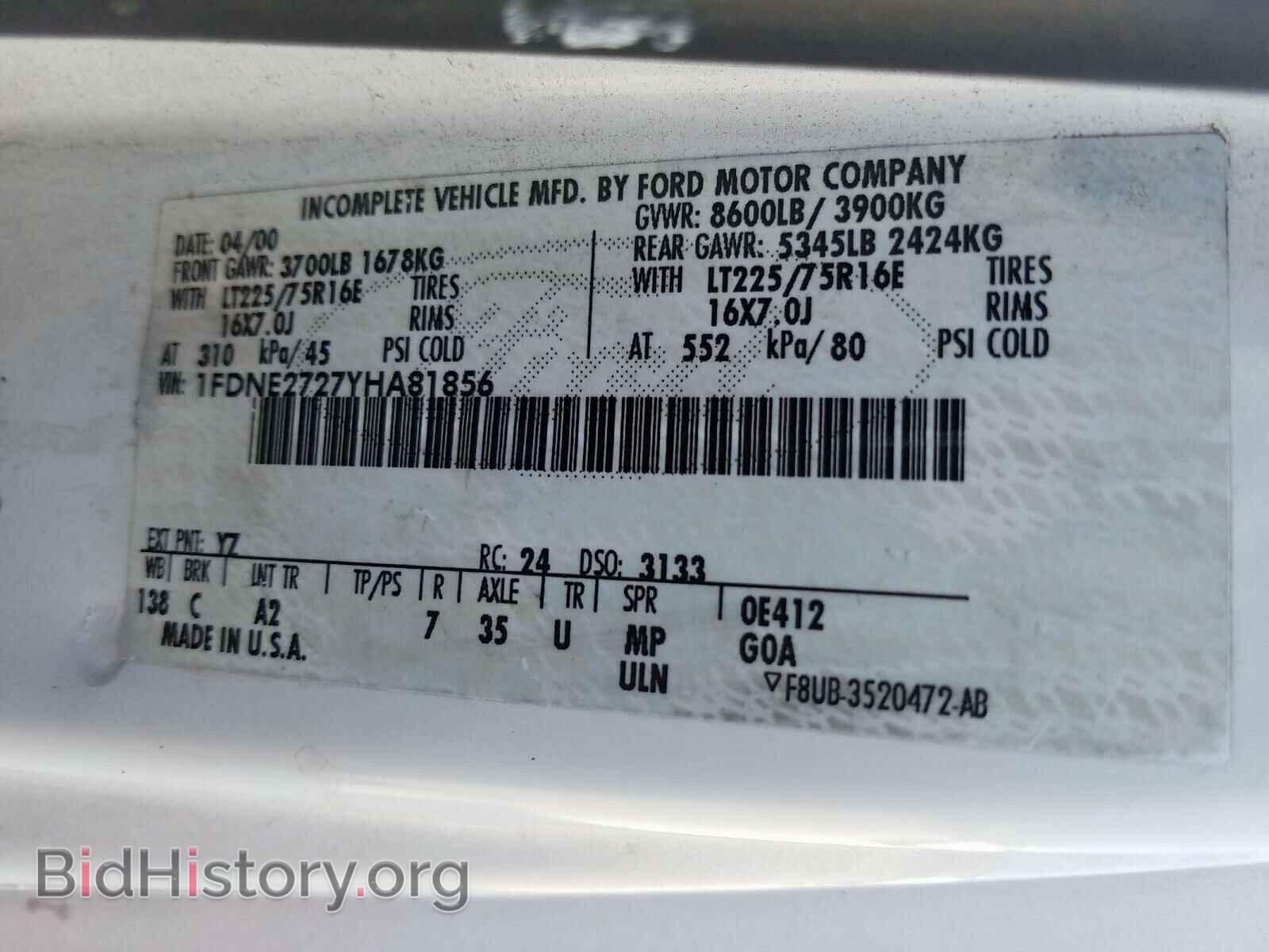 2000 FORD ECONOLINE - VIN: 1FDNE2727YHA81856 - Photo 10
