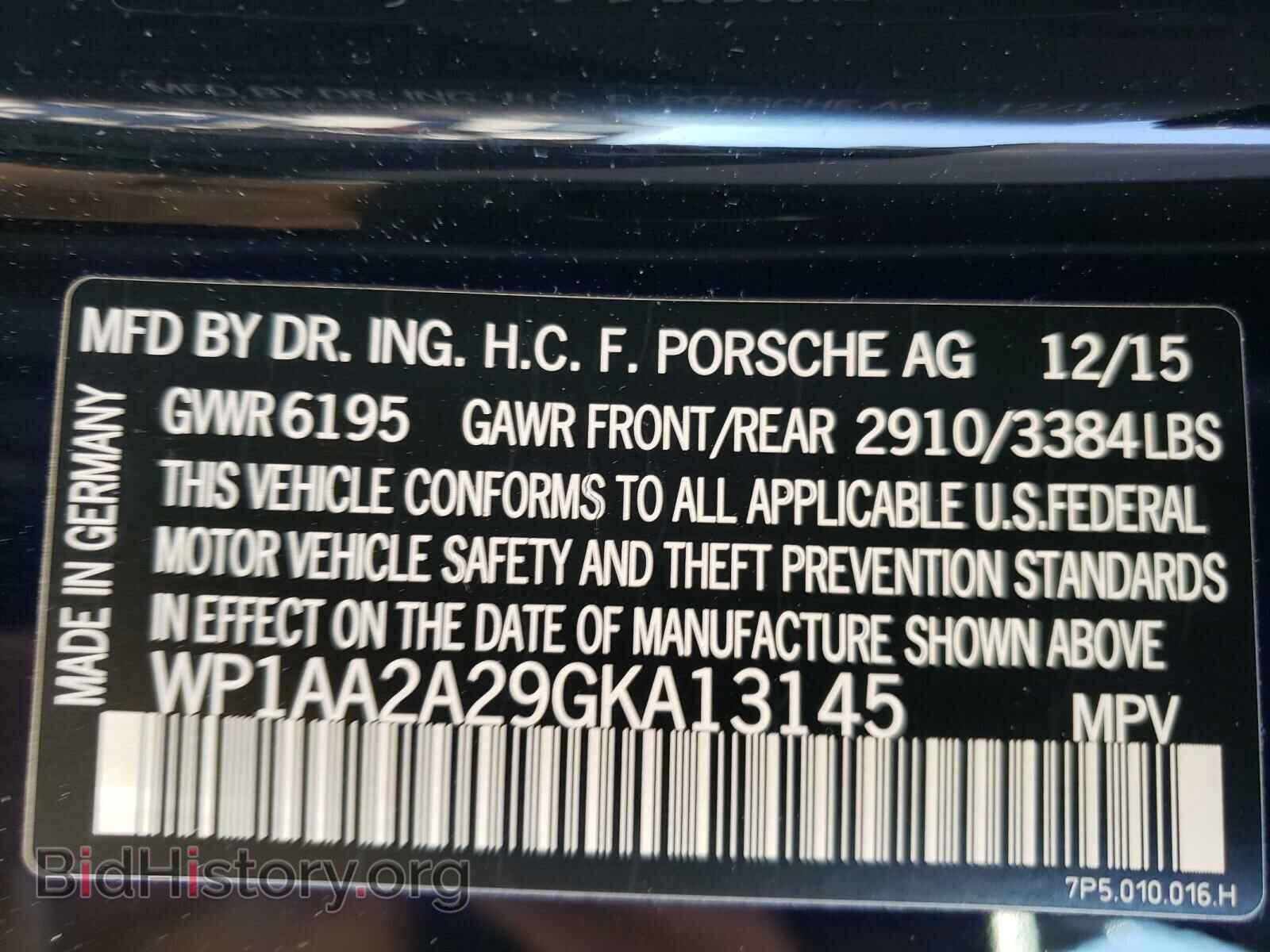 2016 PORSCHE CAYENNE - VIN: WP1AA2A29GKA13145 - Фото 10