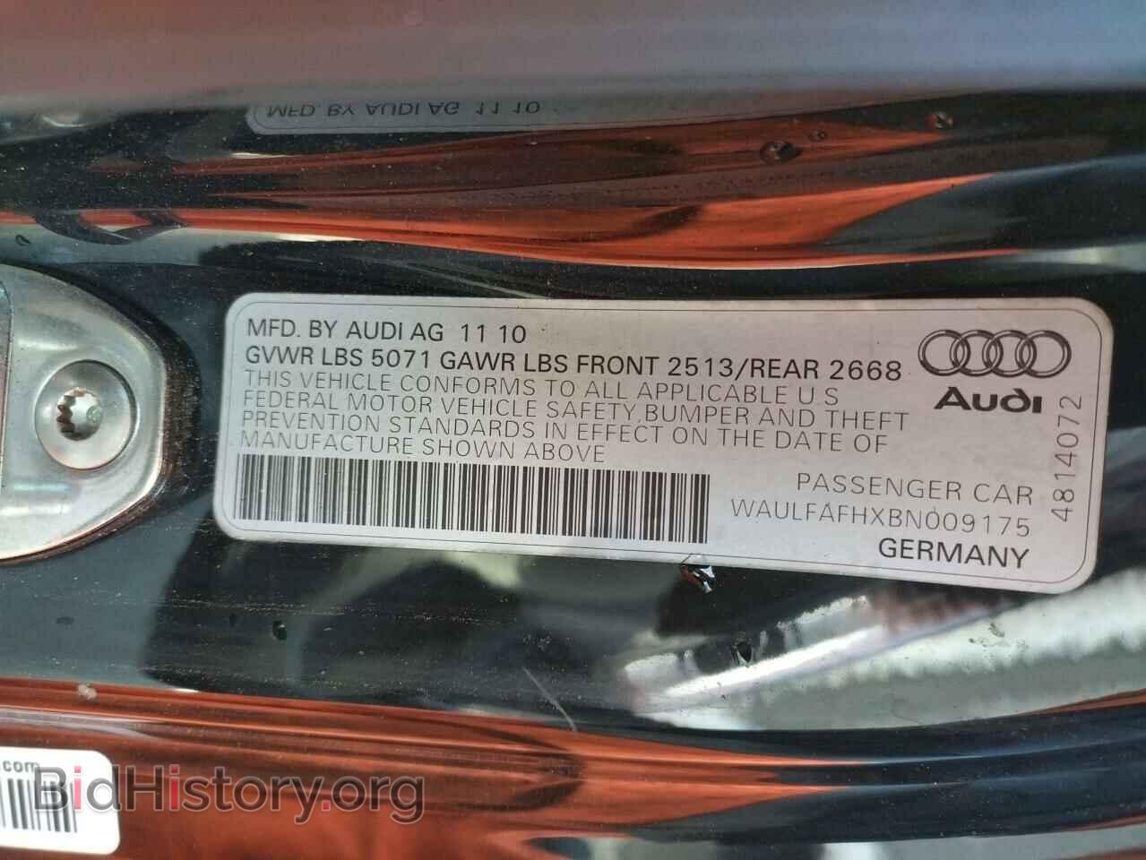 2011 AUDI A5 - VIN: WAULFAFHXBN009175 - Photo 10