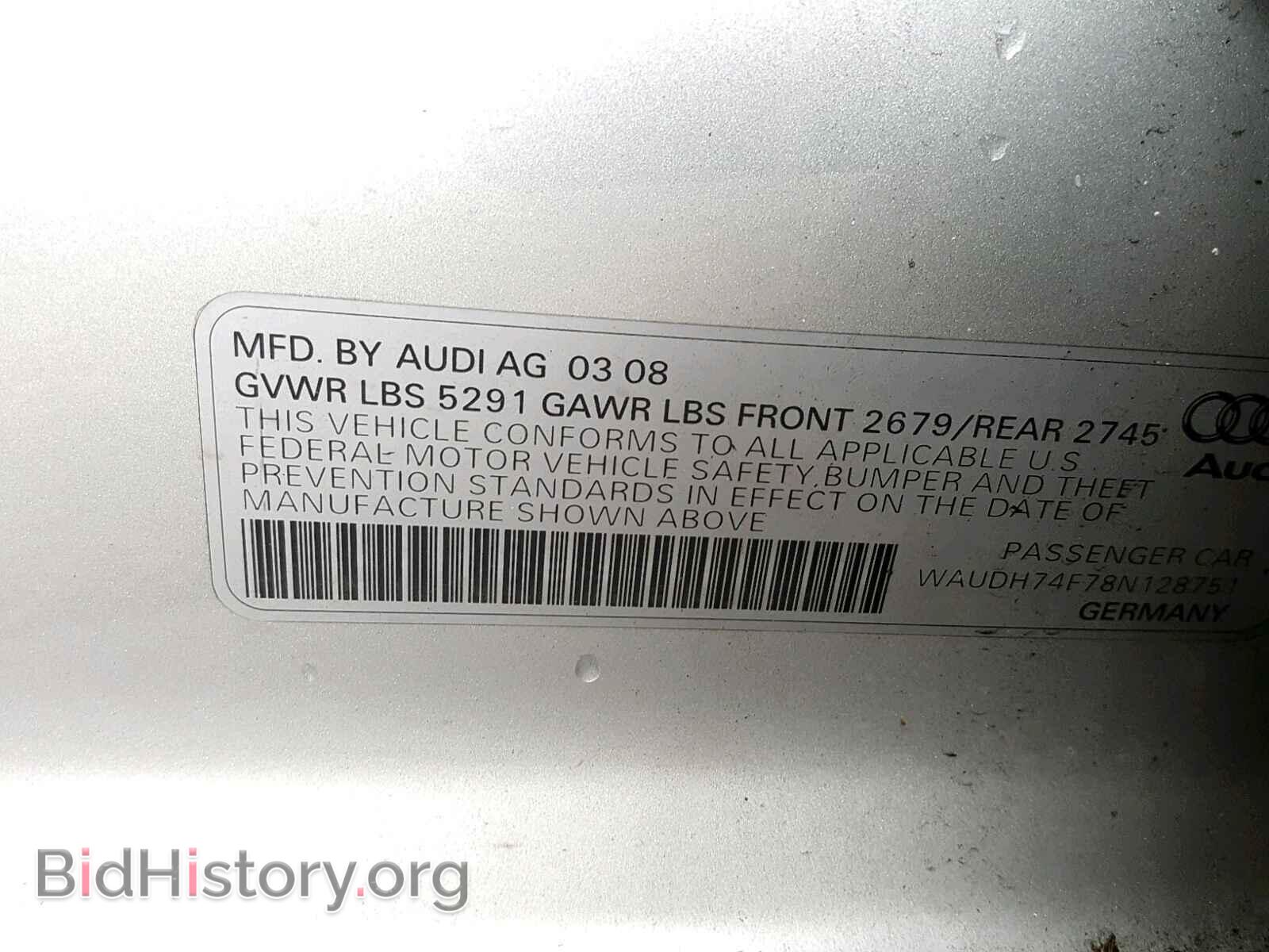 2008 AUDI A6 - VIN: WAUDH74F78N128751 - Фото 10