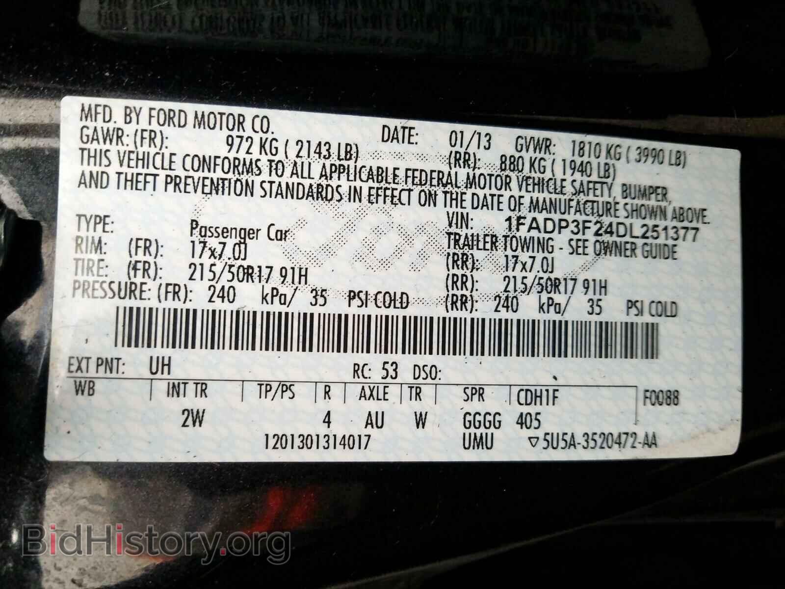 2013 FORD FOCUS - VIN: 1FADP3F24DL251377 - Фото 10