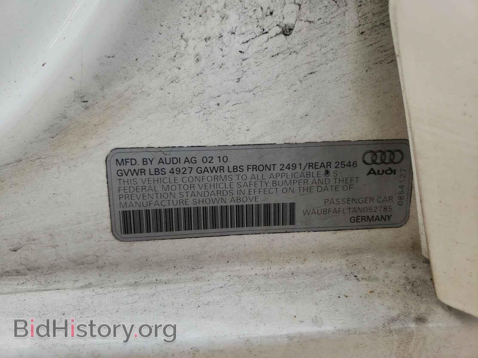 2010 AUDI A4 - VIN: WAUBFAFL1AN052785 - Фото 10