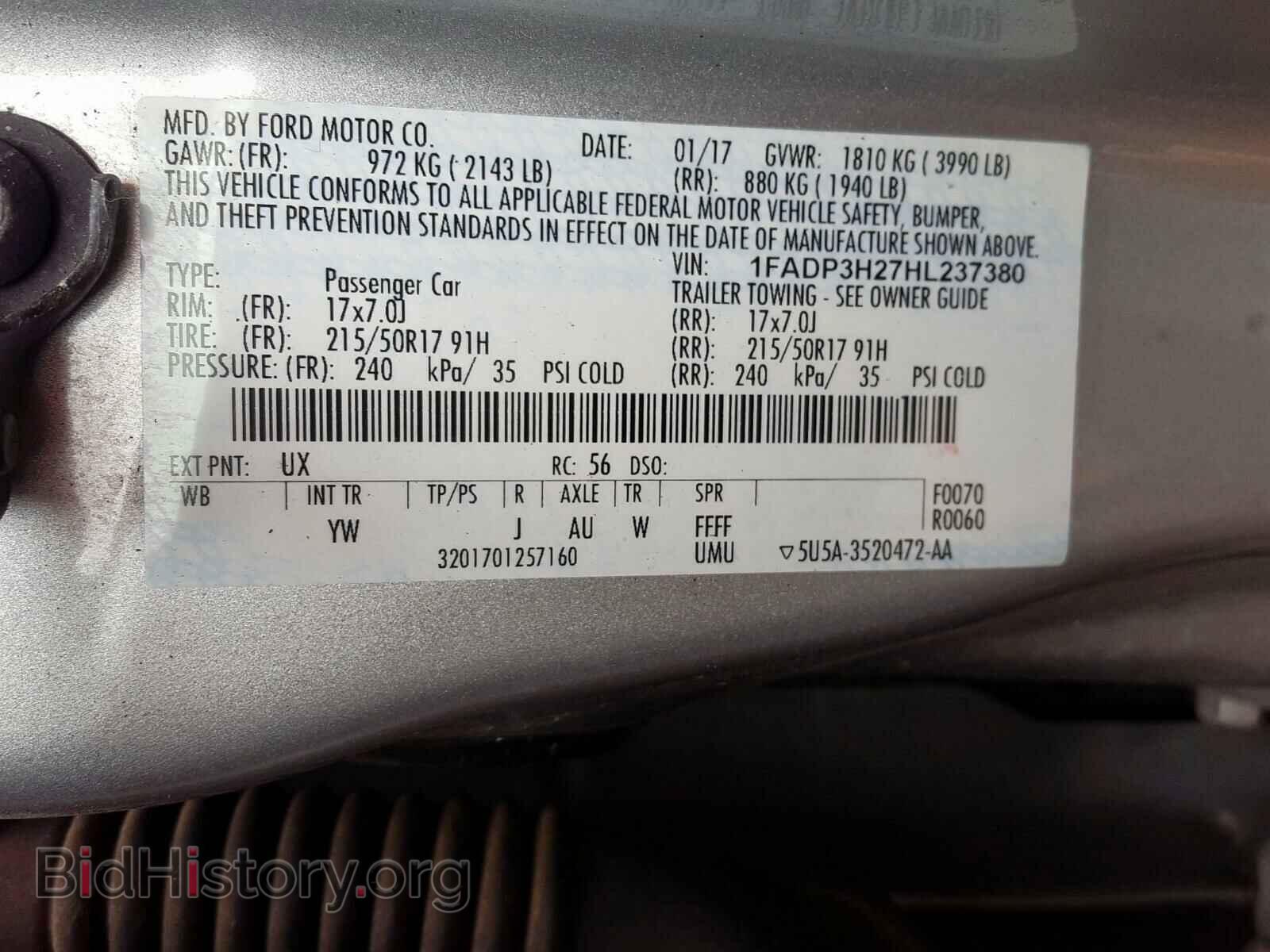 2017 FORD FOCUS - VIN: 1FADP3H27HL237380 - Photo 10