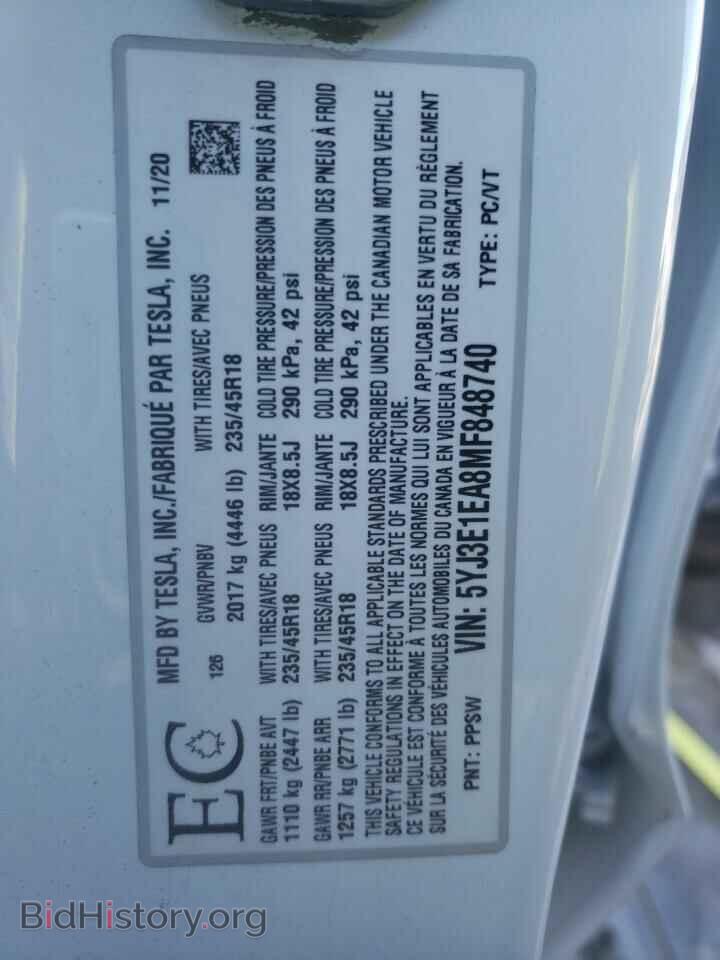 2021 TESLA MODEL 3 - VIN: 5YJ3E1EA8MF848740 - Photo 10