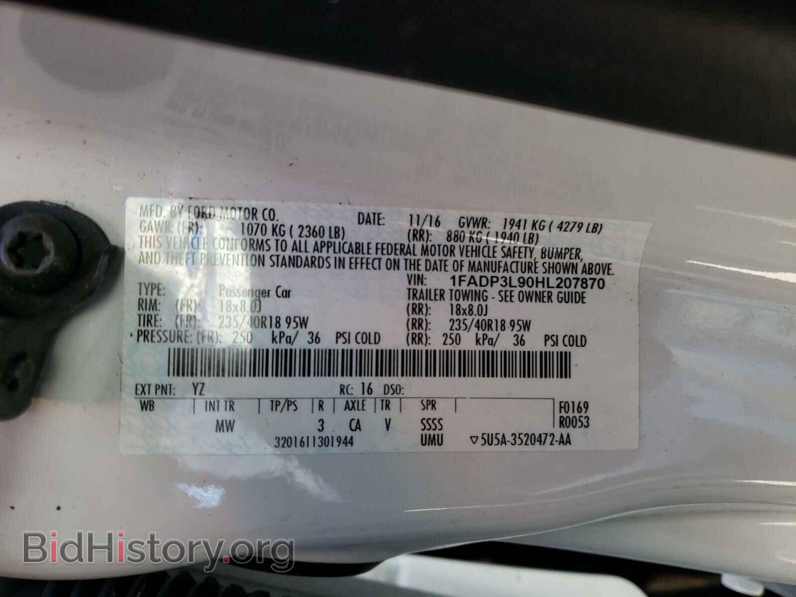 2017 FORD FOCUS - VIN: 1FADP3L90HL207870 - Фото 10